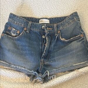 Zara Distressed Blue Jean Shorts